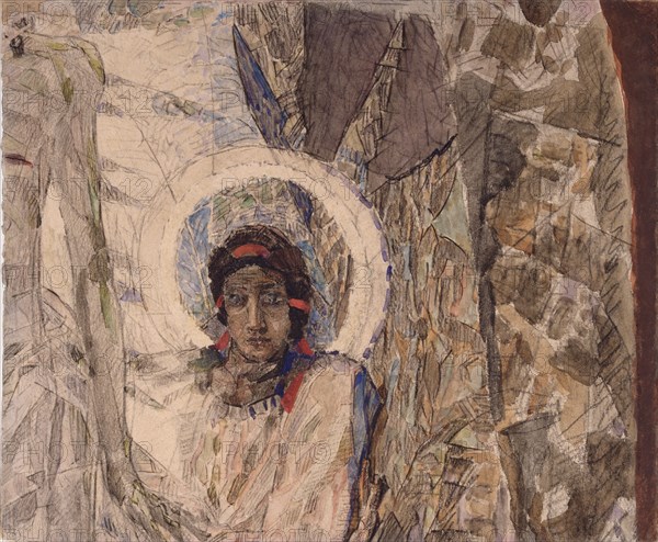 Angel's Head, 1887. Artist: Vrubel, Mikhail Alexandrovich (1856-1910)