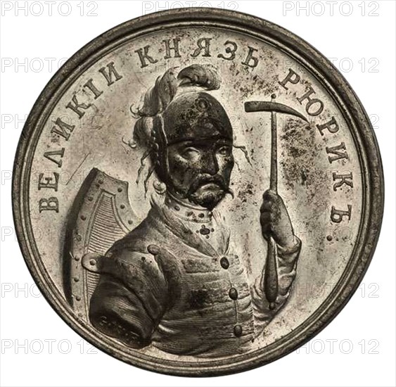 Prince Rurik, founder of Kievan Rus (from the Historical Medal Series), 18th century. Artist: Waechter, Georg Christian (1724-1789)