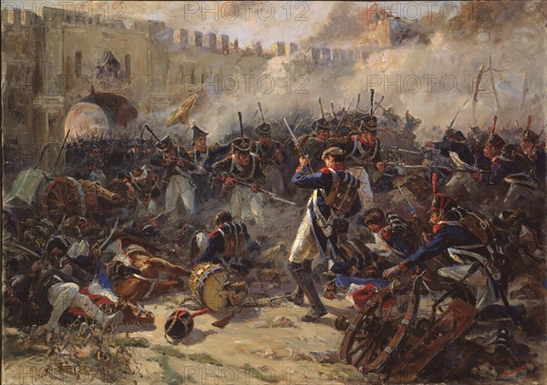 The battle of Smolensk on August 1812, 1956. Artist: Zhigimont, Pyotr Ivanovich (1914-?)