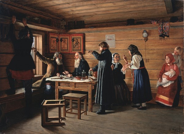 Religious controversy, 1867. Artist: Zhukov, Dmitri Yegorovich (1841-1903)