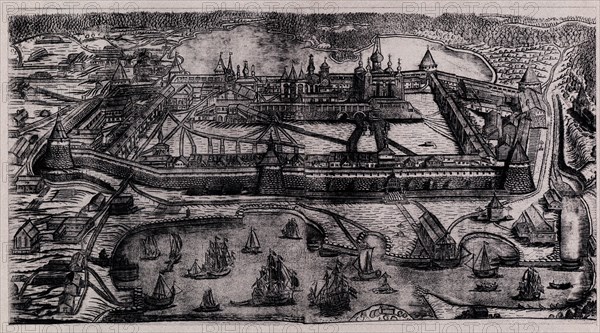 The Solovetsky Transfiguration Monastery on the Solovetsky Islands, 1744. Artist: Zubov, Alexei Fyodorovich (1682-after 1750)