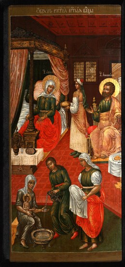 The Nativity of the Virgin, 1715. Artist: Ulanov, Cornili (Kirill) (?-1731)