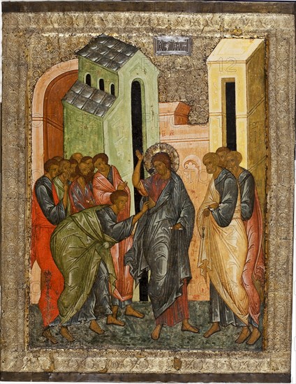 The Incredulity of Saint Thomas, 1497. Artist: Russian icon