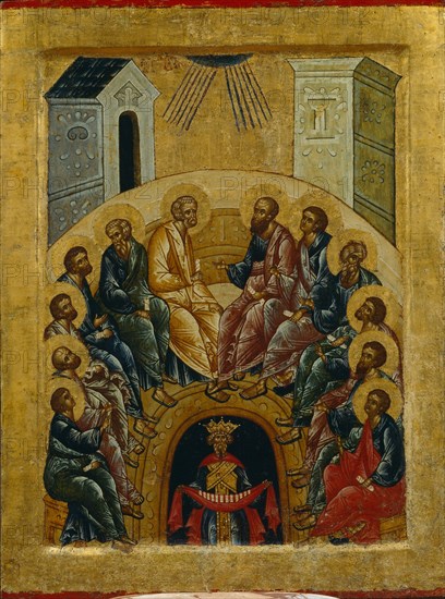 The Descent of the Holy Spirit, 1497. Artist: Russian icon