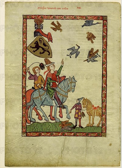 Margrave Henry III of Meissen (From the Codex Manesse), Between 1305 and 1340. Artist: Anonymous