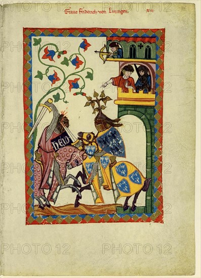 Count Friedrich II von Leiningen (From the Codex Manesse), Between 1305 and 1340. Artist: Anonymous