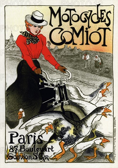 Motocycles Comiot (Advertising Poster), 1899. Artist: Steinlen, Théophile Alexandre (1859-1923)