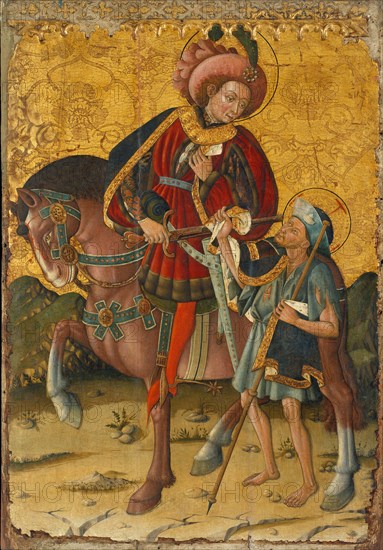 Saint Martin Sharing his Cloak, c. 1440. Artist: Blasco de Grañén (?-1459)