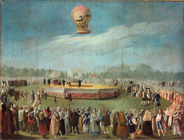 Ascent of a Balloon in the Presence of the Court of Charles IV, ca. 1783. Artist: Carnicero, Antonio (1748-1814)