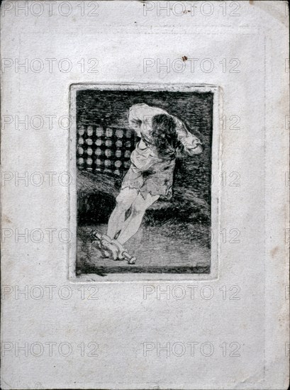 The Custody of a Criminal Does Not Call for Torture, c. 1810. Artist: Goya, Francisco, de (1746-1828)