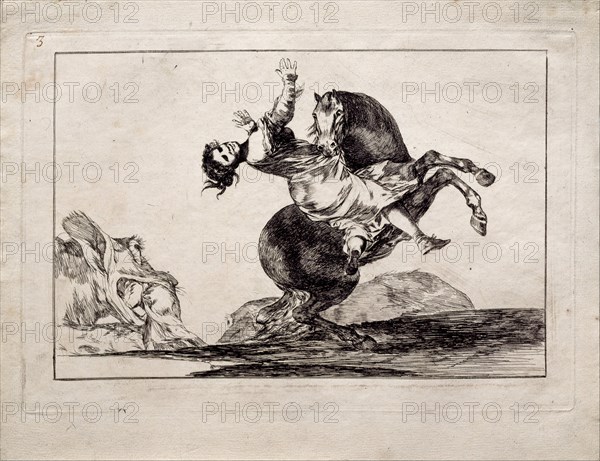 The Horse-Abductor (from the series Los Disparates (Follies), 1815-1819. Artist: Goya, Francisco, de (1746-1828)