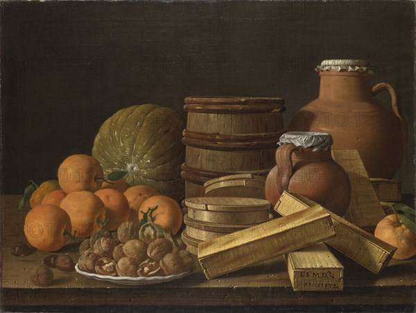 Still Life with Oranges and Walnuts, 1772. Artist: Meléndez, Luis (1716-1780)