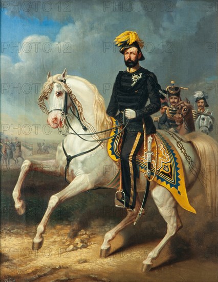 Portrait of the King Charles XV of Sweden (1826-1872), Mid of the 19th cen.. Artist: Kiörboe, Carl Fredrik (1799-1876)