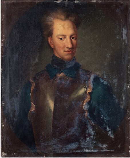 Portrait of the King Charles XII of Sweden (1682-1718). Artist: Krafft, David, von (1655-1724)