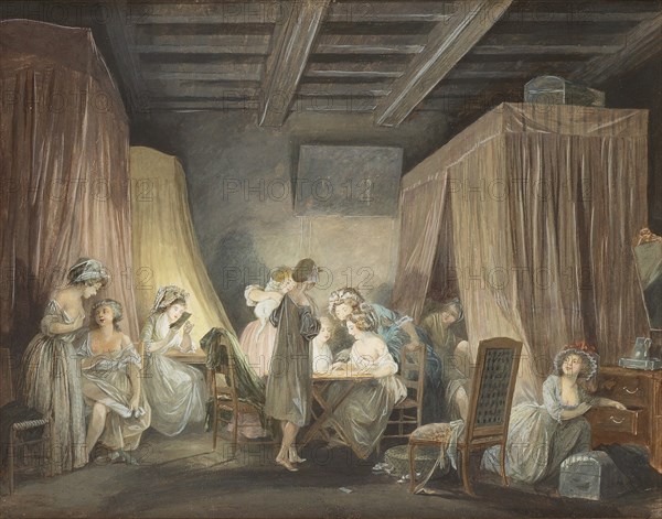 Le Coucher des Ouvrières en Modes, 1788. Artist: Lafrensen, Niclas (1737-1807)