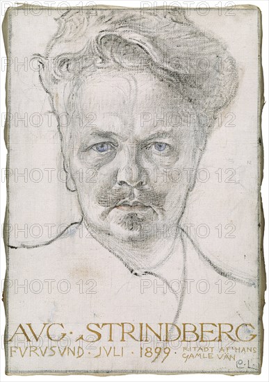 August Strindberg, 1899. Artist: Larsson, Carl (1853-1919)