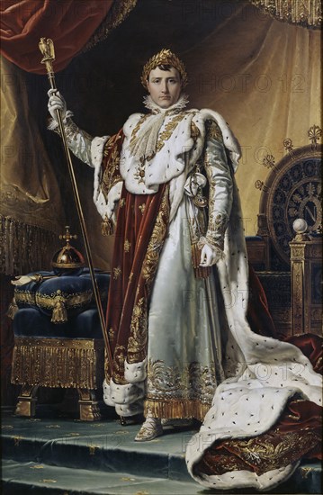 Portrait of Emperor Napoléon I Bonaparte (1769-1821) in his Coronation Robes, ca 1804. Artist: Gérard, François Pascal Simon (1770-1837)