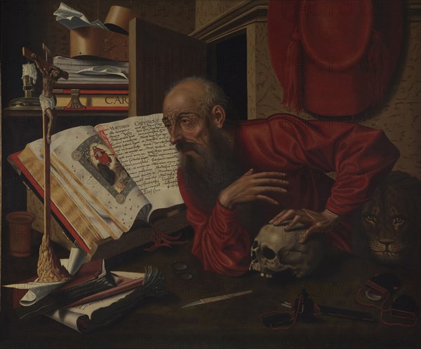 Saint Jerome in his Cell. Artist: Reymerswaele, Marinus Claesz, van (ca. 1490-after 1567)