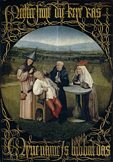 The Cure of Folly (Extraction of the Stone of Madness), Between 1488 and 1516. Artist: Bosch, Hieronymus (c. 1450-1516)