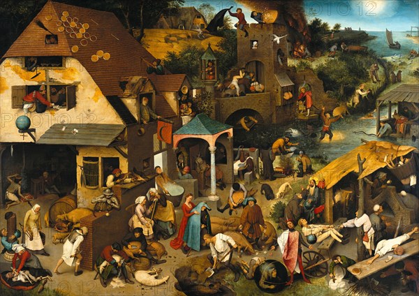 The Netherlandish Proverbs (The Blue Cloak or The Topsy Turvy World), 1559. Artist: Bruegel (Brueghel), Pieter, the Elder (ca 1525-1569)