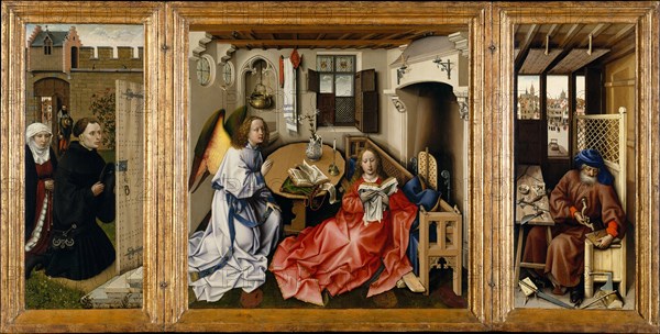 The Annunciation (Mérode Altarpiece), ca 1428-1432. Artist: Campin, Robert (ca. 1375-1444)
