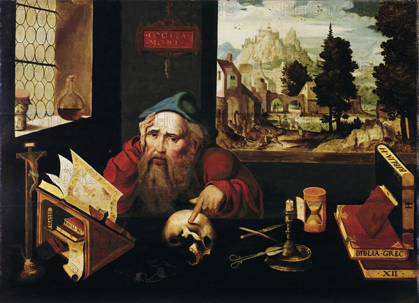 Saint Jerome in his Cell, 1520s. Artist: Cleve, Joos, van (ca. 1485-1540)