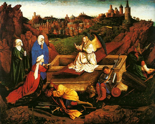 The Three Marys at the Sepulchre, c. 1440. Artist: Eyck, Hubert (Huybrecht), van (ca 1370-1426)