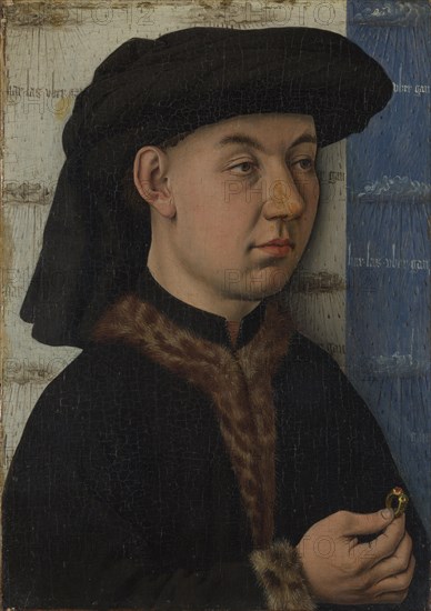 A Young Man holding a Ring, c. 1450. Artist: Eyck, Jan van, (School)