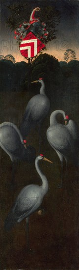 Cranes with the coat of arms of the Pagagnotti family (The reverse of a Panel from a Triptych), c. 1480. Artist: Memling, Hans (1433/40-1494)