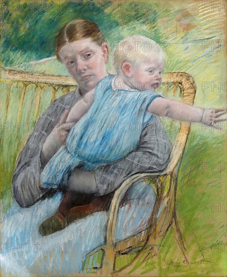 Mathilde Holding Baby, c. 1889. Artist: Cassatt, Mary (1845-1926)