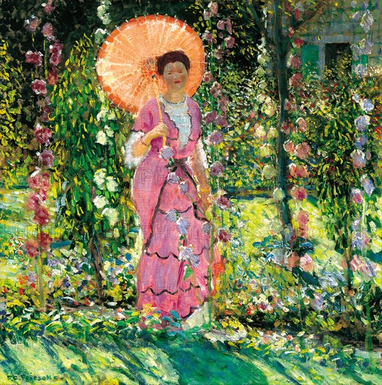 Hollyhocks, c. 1912. Artist: Frieseke, Frederick Carl (1874-1939)