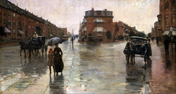 Rainy Day, Boston, 1885. Artist: Hassam, Childe (1859-1935)
