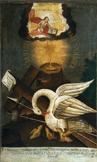 Pelican, Early 19th cen.. Artist: Russian icon