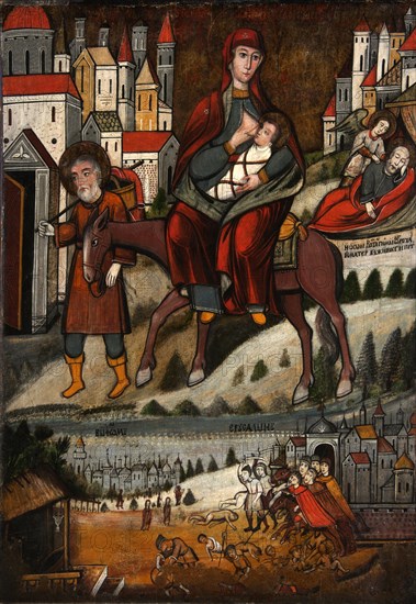 The Flight into Egypt, Early 17th cen.. Artist: Russian icon