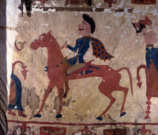 Horseman. Pazyryk felt artifact (Carpet Detail), 5th-4th century BC. Artist: Ancient Altaian, Pazyryk Burial Mounds