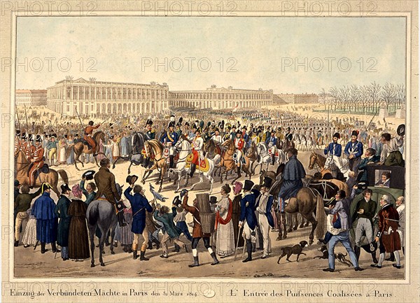 The Coalition army enters Paris on March 31, 1814, Early 19th cen.. Artist: Anonymous