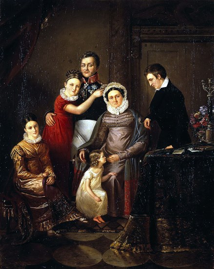 Portrait of the Family of Prince Nikolay Repnin-Volkonsky, 1820s. Artist: Anonymous