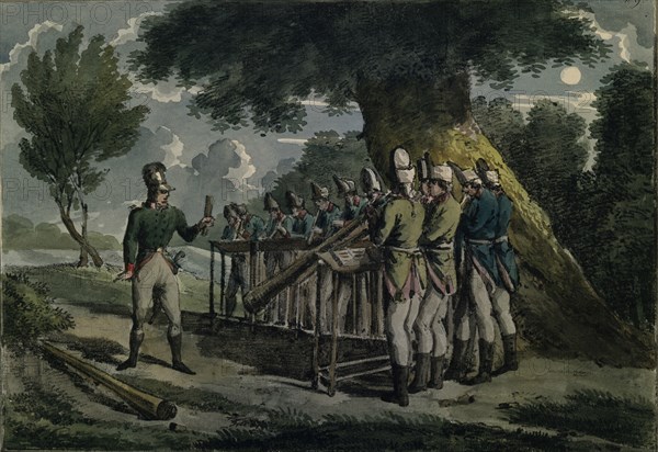 Horn orchestra, ca 1820. Artist: Anonymous