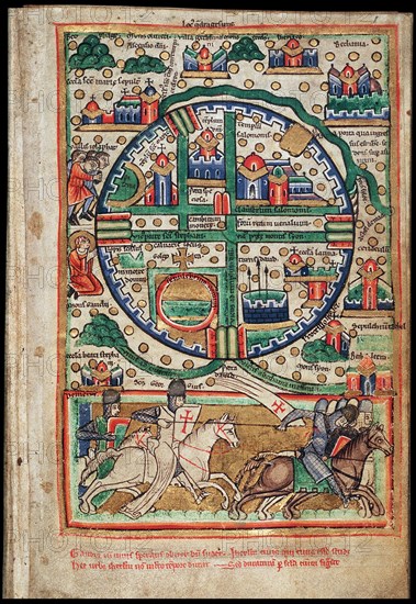 Plan of Jerusalem. Psalter fragment, ca 1200. Artist: Anonymous