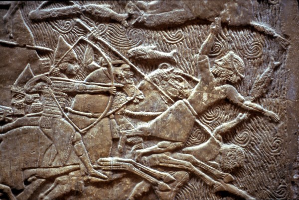 Ashurbanipal at the Battle of Til-Tuba, 650-620 BC. Artist: Assyrian Art