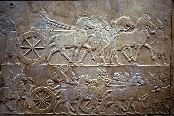 Ashurbanipal at the Battle of Til-Tuba, 650-620 BC. Artist: Assyrian Art