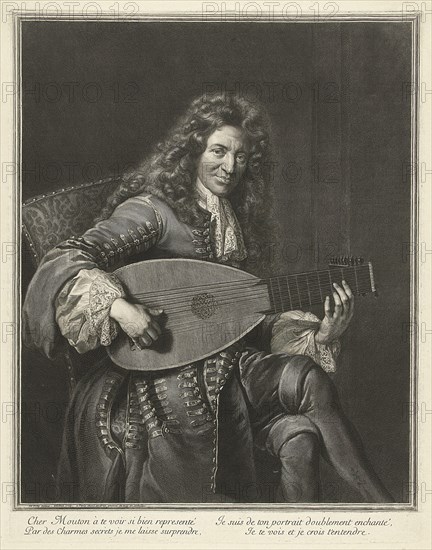 Portrait of the Lutenist and Composer Charles Mouton (c. 1626-1710), ca. 1695. Artist: Edelinck, Gerard (1640-1707)