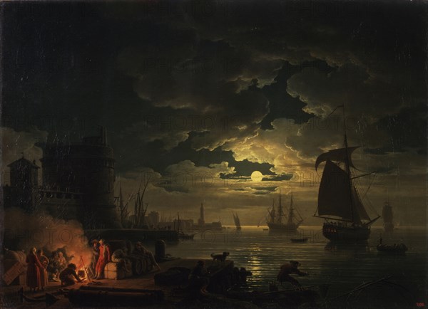 The Port of Palermo in the Moonlight, 1769. Artist: Vernet, Claude Joseph (1714-1789)