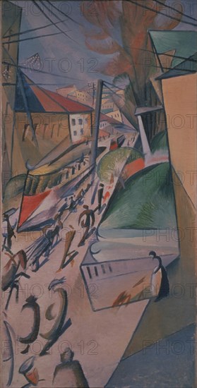 Tram, 1914. Artist: Bogomazov, Alexander Konstantinovich (1880-1930)