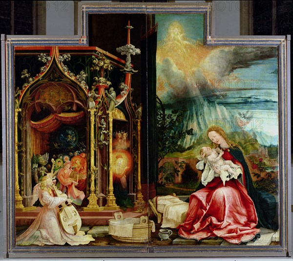 The Isenheim Altarpiece. Central panel: Concert of Angels and Nativity, 1506-1515. Artist: Grünewald, Matthias (ca 1470-1528)