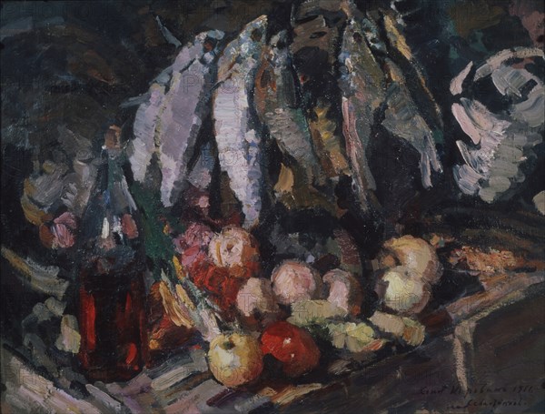 Fish, vine and fruits, 1916. Artist: Korovin, Konstantin Alexeyevich (1861-1939)