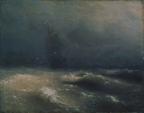 Storm at the seashore by Nice, 1885. Artist: Aivazovsky, Ivan Konstantinovich (1817-1900)