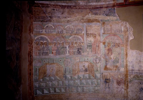 In the Hippodrome, 11th century. Artist: Ancient Russian frescos