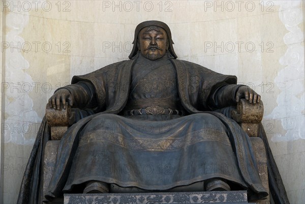 Seated statue of Chingis Khan at the Parliament Building in Ulan Bator, 2005. Artist: Anonymous