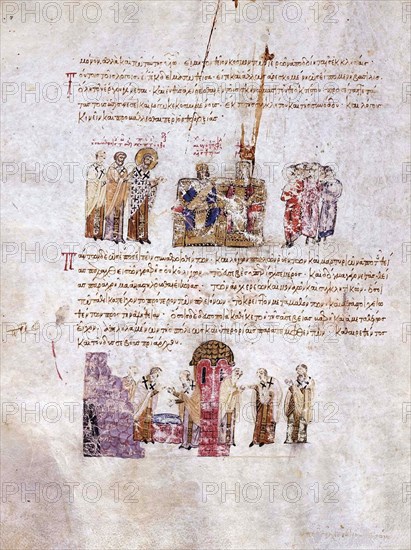 The Council of Constantinople (Triumph of Orthodoxy) in 843 (Miniature from the Madrid Skylitzes), Artist: Anonymous